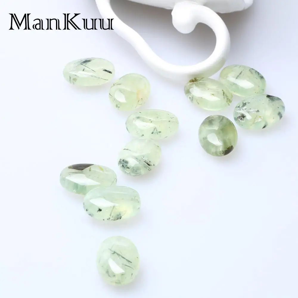 ManKuu 13*18mm Oval Perhnites Pale Green Crystal Beads Fresh Natural Stone For Jewelry Making Wholesale Lot Bulk 10pcs/Lot | Украшения и