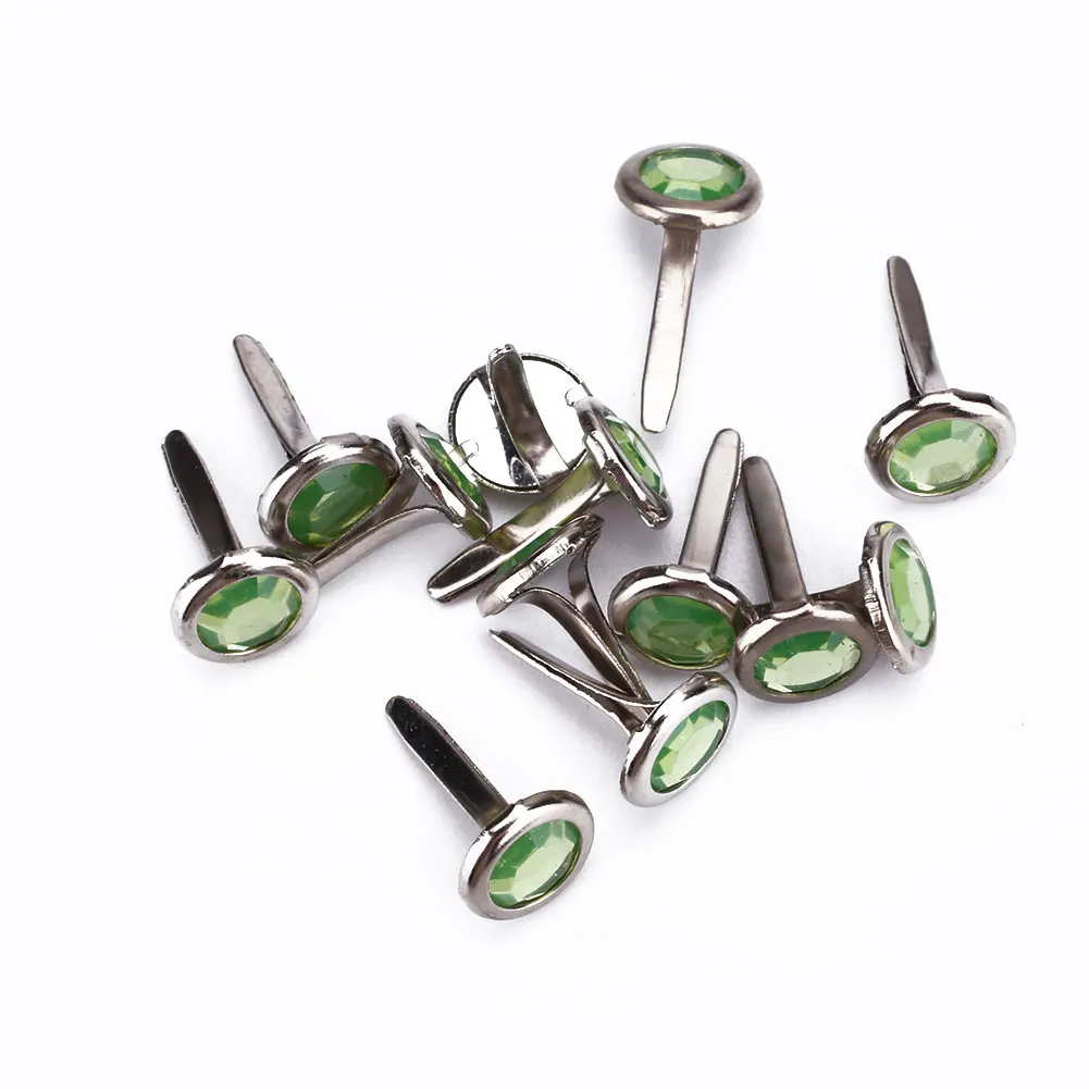 Green DIY 20 шт./пакет мини Стразы Brads украшение, скрапбукинг украшения подарок 7 видов цветов 8 см - Цвет: Green