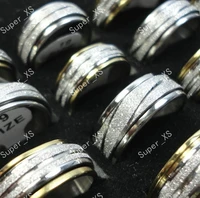 15pcs never fade rotatable gold silver color stainless steel rings for women and men whole jewelry bulk lots lr220