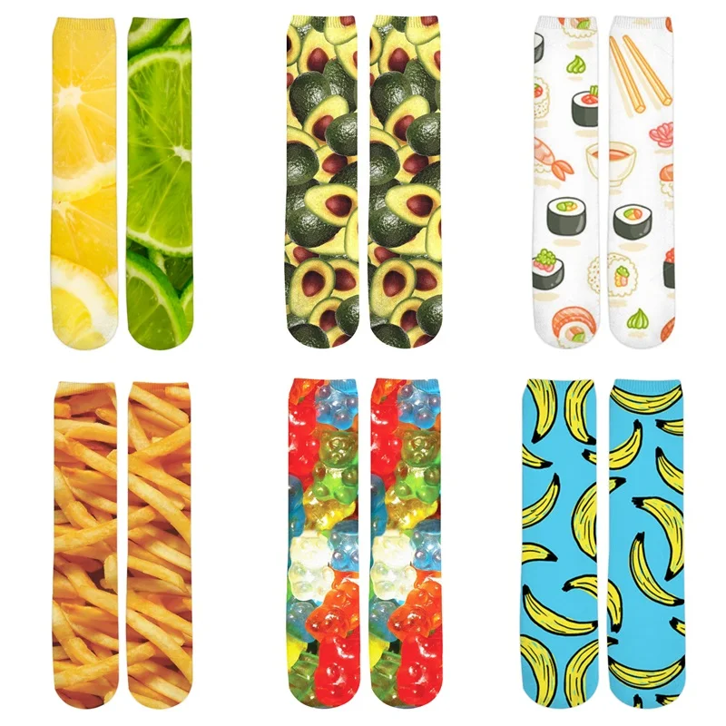 Модные мужские/женские носки PLstar Cosmos с 3d принтом до щиколотки еды фруктов лимона