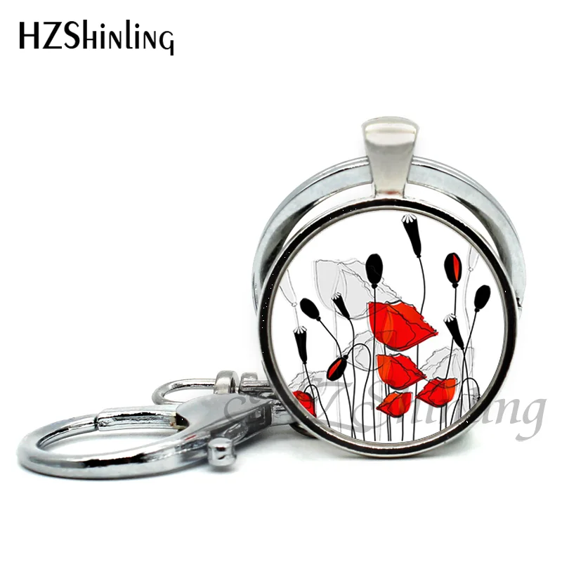 Новинка 2017 трендовая область цветов брелок для ключей с красным цветком