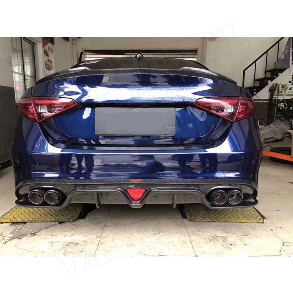 Углеродного волокна рассеиватель задней губы спойлер с лампой для Alfa Romeo Giulia Седан 4 двери стайлинга автомобилей