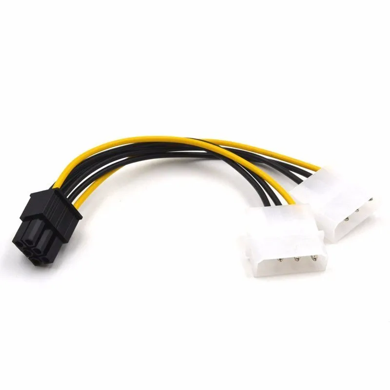6 дюймов 2 x Molex 4 pin к контактный PCI Express Видеокарта Pci e ATX PSU кабель преобразователя