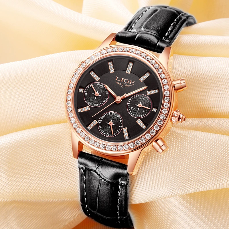 LIGE Для женщин часы девушка Повседневное Кварцевые Женские s relojes mujer 2017 Relogio