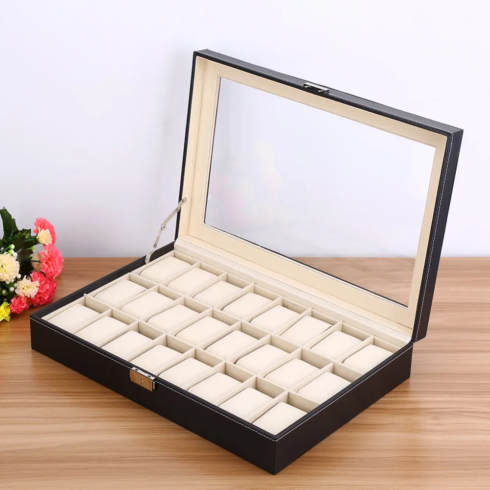 24 шкатулки для Дисплей Слот Чехол Коробка хранения ювелирных изделий Органайзер