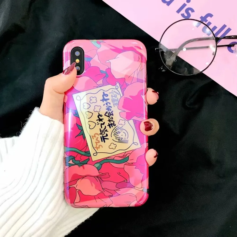 ORYKSZ чехол новый мультфильм цветы телефон для iphone X 6S 6 7 8 Plus Роскошные силиконовый |