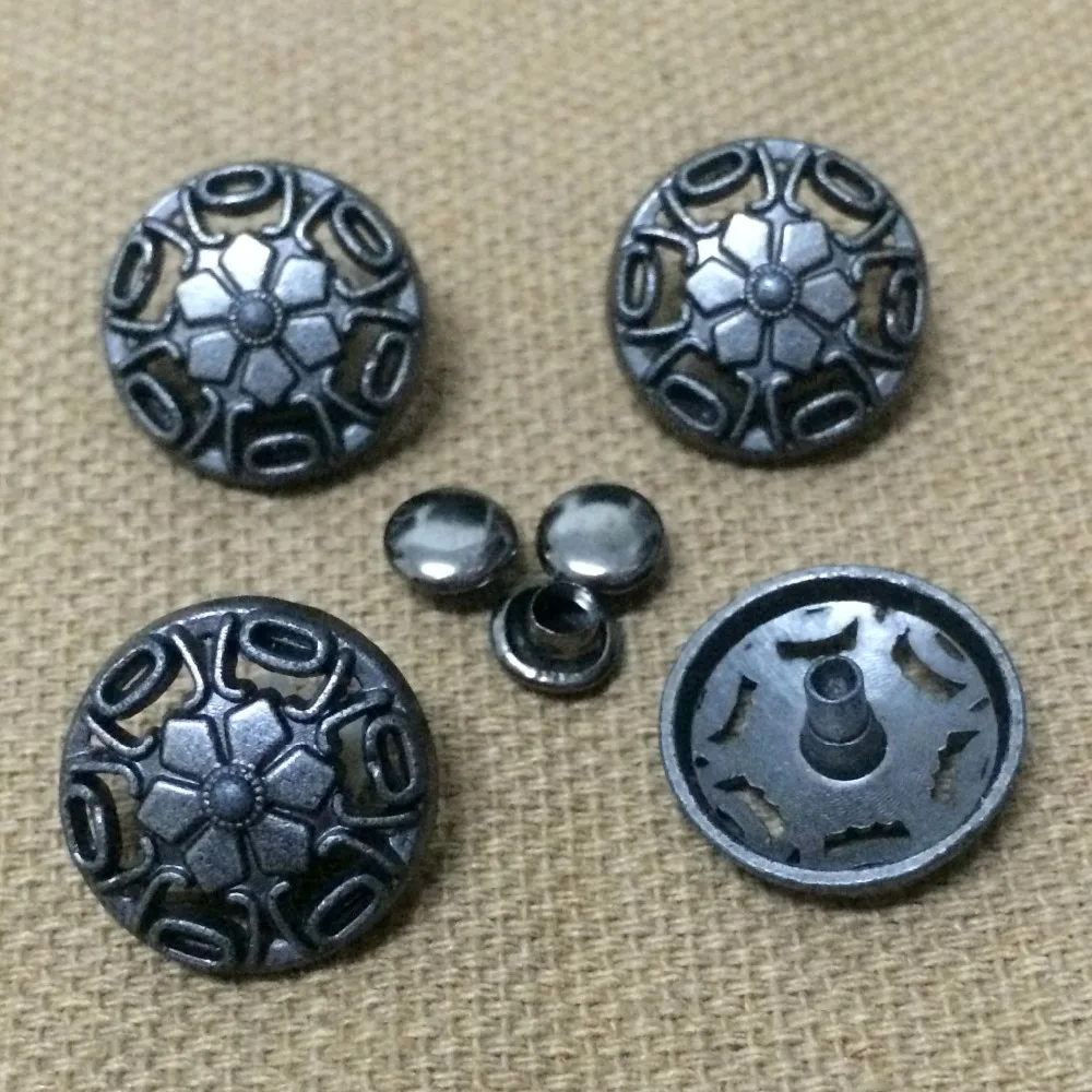 

New 50PCS 15MM Antique Silver Round Studs Rivet Punk Round Hollow Spike Shoes Belt Bag Accessories Leather Craft Shipping Free