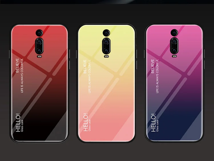 Чехол из закаленного стекла Red mi K20 градиентного цвета для Xiao mi 9T mi 9T черный силиконовый мягкий чехол-бампер на красном mi K20 Pro glass Cse