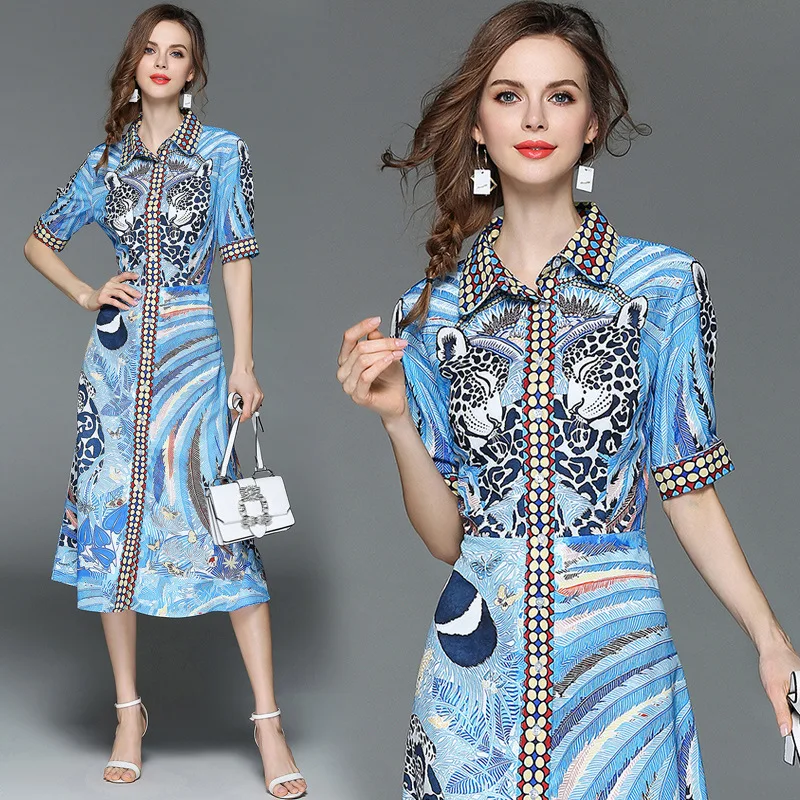 2018 Новая Европа и Америка Высокого Класса Бутик Нагрудные С Коротким Рукавом Leopard