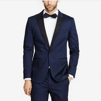 navy blue men suits for wedding prom party business suits peaked lapel slim fit male tuxedos groom costume jacketpant