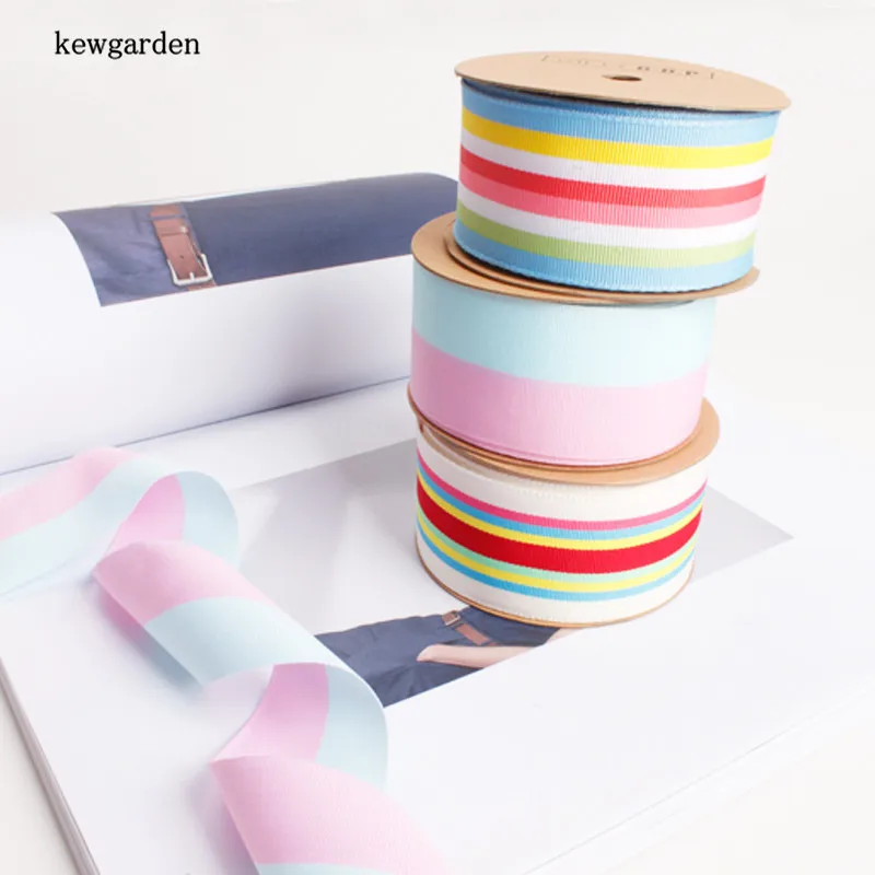 Kewgarden полосатые окрашенные ленты 1 5 дюйма 38 мм Женский атласный бант для волос