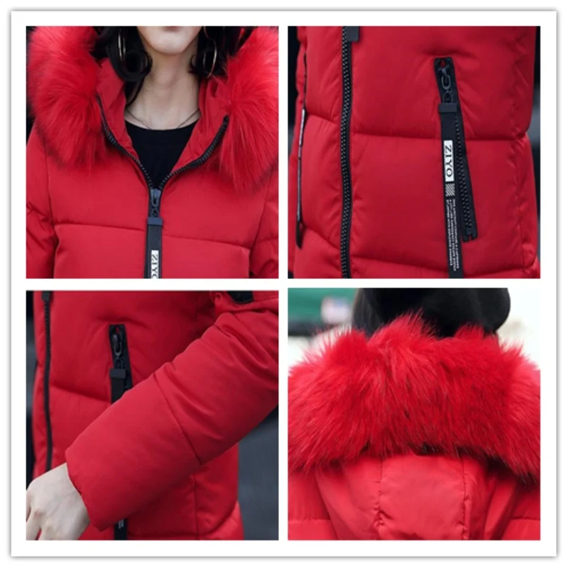

2019 New Women Winter Cotton Coat Large Size Loose Outerwear Hooded Fur Collar Parkas Thicken Long Coat Warm Winter Jacket CW004