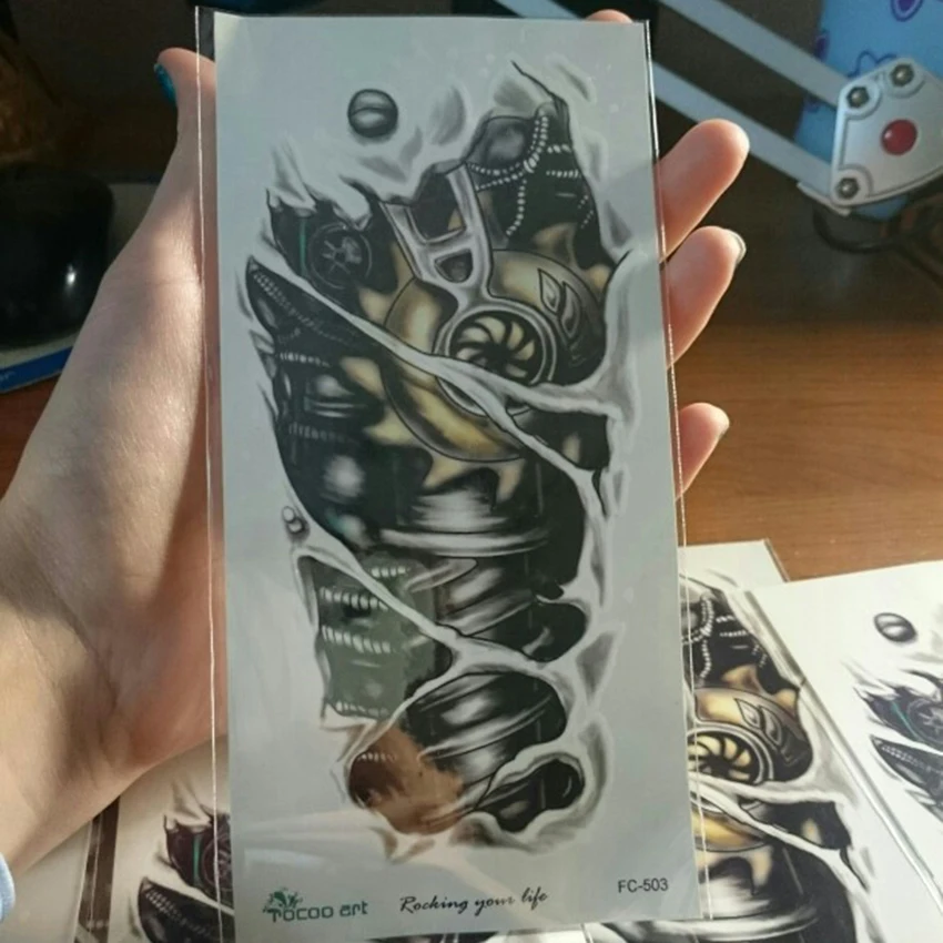 Большие наклейки для татуировок на спине 10 шт. боди-арта золотого цвета день