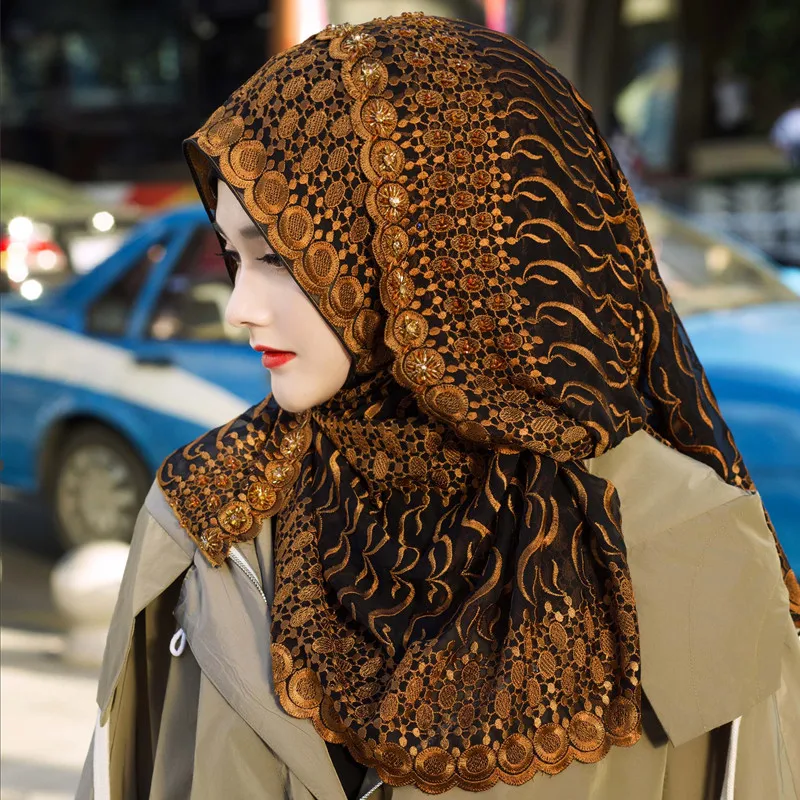 

Fashion luxury Muslim women 100% silk hijab scarf
