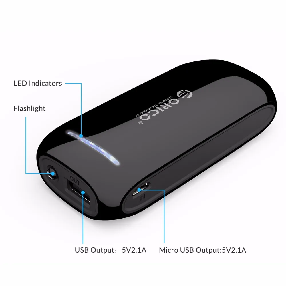 ORICO 4000 мАч Power Bank 5V1A Зарядка для смартфонов с кабелем Micro USB 30 см портативный