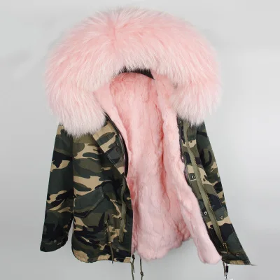 22 OFTBUY, парка, зимняя куртка, Женская парка, пальто с натуральным мехом енота, воротник с капюшоном, мех кролика, парка, теплая, толстая - Цвет: 22