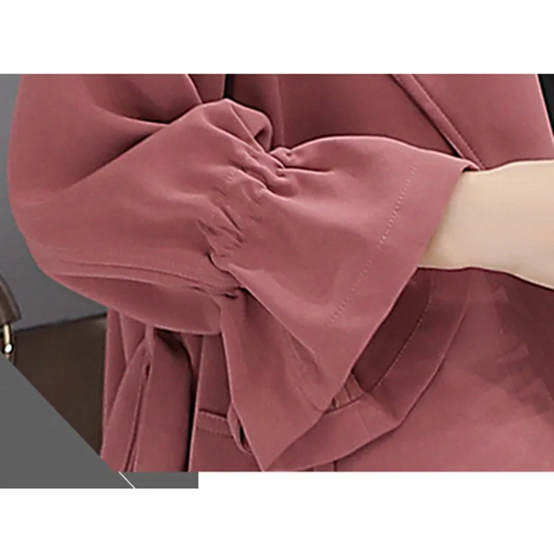 Тренчкот женский однотонный Свободное пальто средней длины весна осень 2109|loose