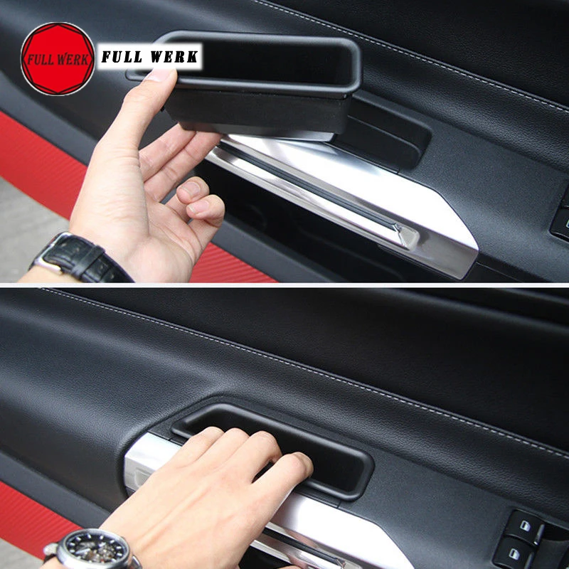 

2PCS ABS Front Car Side Door Storage Box Holder Organizer for Ford Mustang 2015-2017 Stowing Tidying Accessories