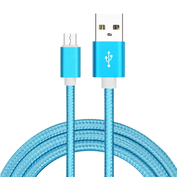Кабель USB с нейлоновым покрытием, кабель для зарядки, кабель для передачи данных, кабель синхронизации для iPhone Lighting type C Android, мобильный телефон 1 м/2 м/3 м - Тип штекера: Blue