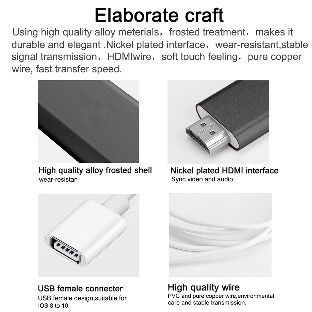HDMI USB HD ТВ кабель для Lightning к HDMI AV цифровой ТВ адаптер для iPhone 7/7 s/6/6 S/Plus/iPad к HDMI зеркального шнура конвертер