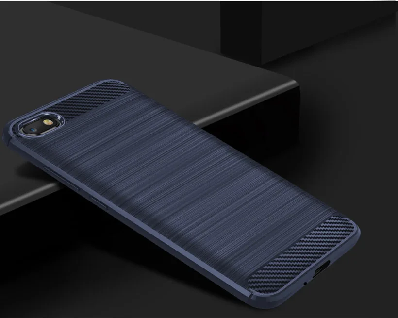 Чехол из углеродного волокна для Honor 7A 5,45 дюйма, чехол для телефона с полной защитой, чехол для телефона huawei Y5 Honor 7 A DUA-L22, гибкий бампер - Цвет: Синий