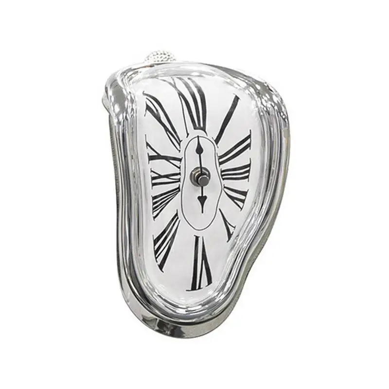 Silver Инновационные Скручивающиеся стильные настенные часы забавные тающие Стильные Настольные Угловые римские цифры под прямым углом Ретро деформационные часы - Цвет: Silver
