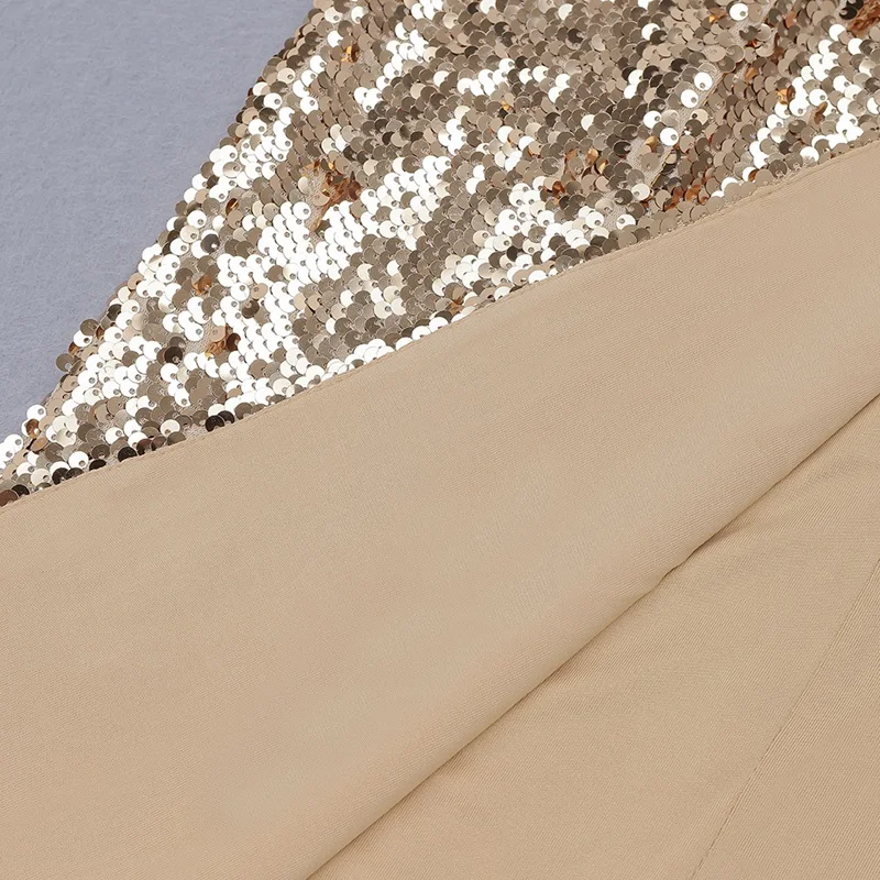 Max Spri New Women Sexy Gold Sequin Shining Bling Spaghetti Deep V Neck Backless Sleeveless Party Split Floor Length Dress