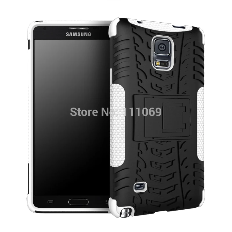 

1000Pcs/lot 2in1 TPU+PC Heavy Duty Hybrid Rugged Armor Cases For Samsung Galaxy Note 4 With Stand 8 Colors DHL Free