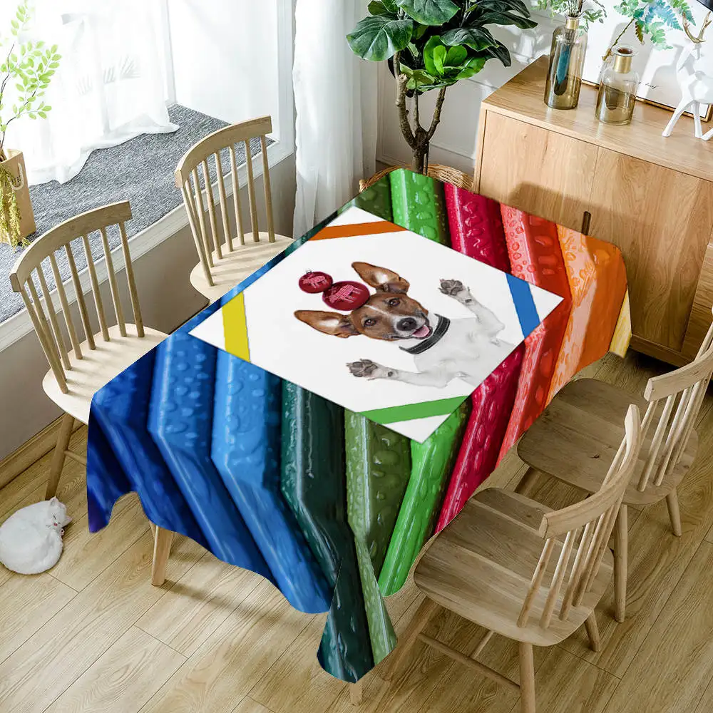 Color 11 140 см* 180 см Европейский стиль полиэстер 3D скатерть мультфильм автомобиль Рождественская елка узор Водонепроницаемая прямоугольная Свадебная скатерть - Цвет: Color 11