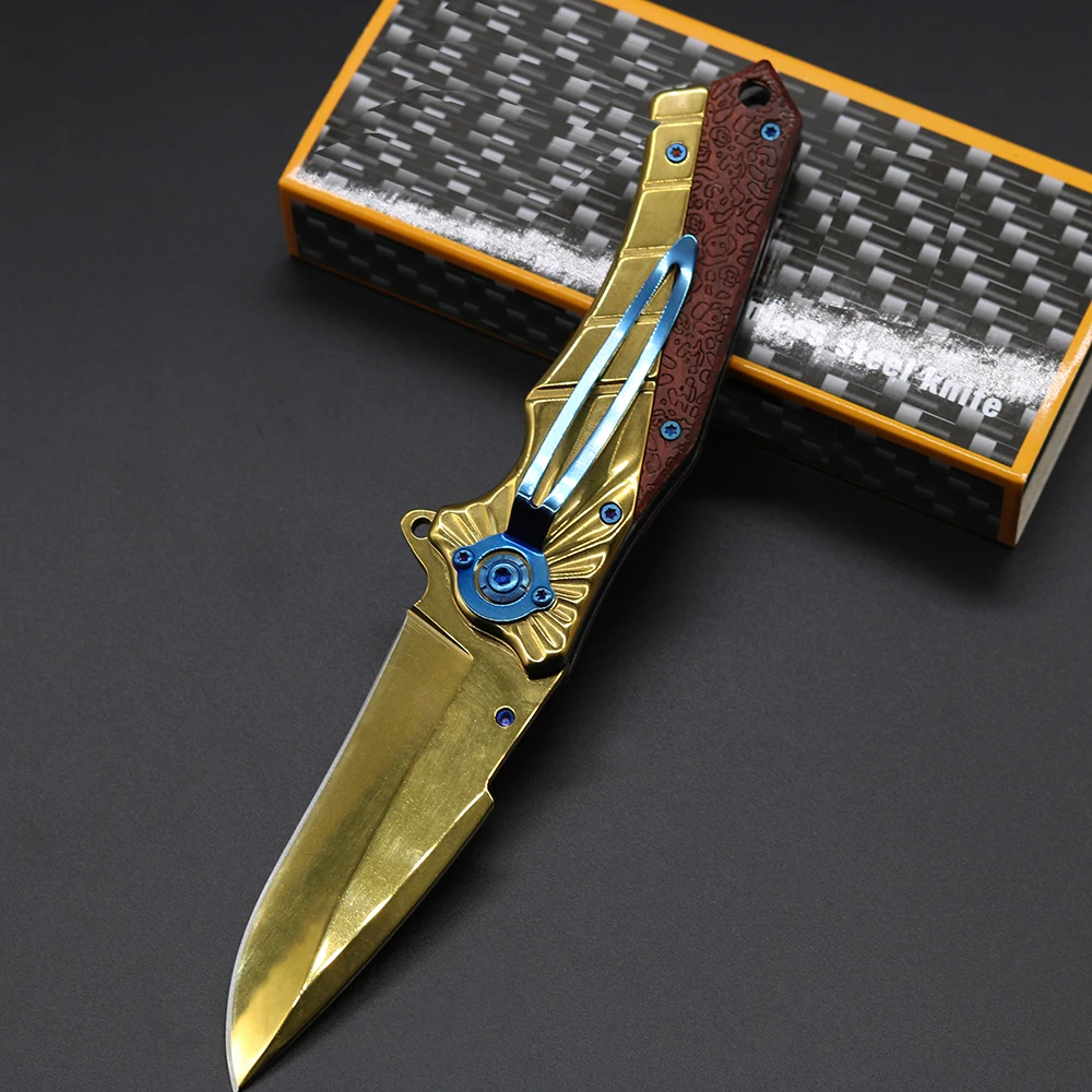 Tactical Folding Knives 5Cr13Mov Blade Steel Rosewood Handle Knife Camping Survival Pocket Outdoor Hunting Knife