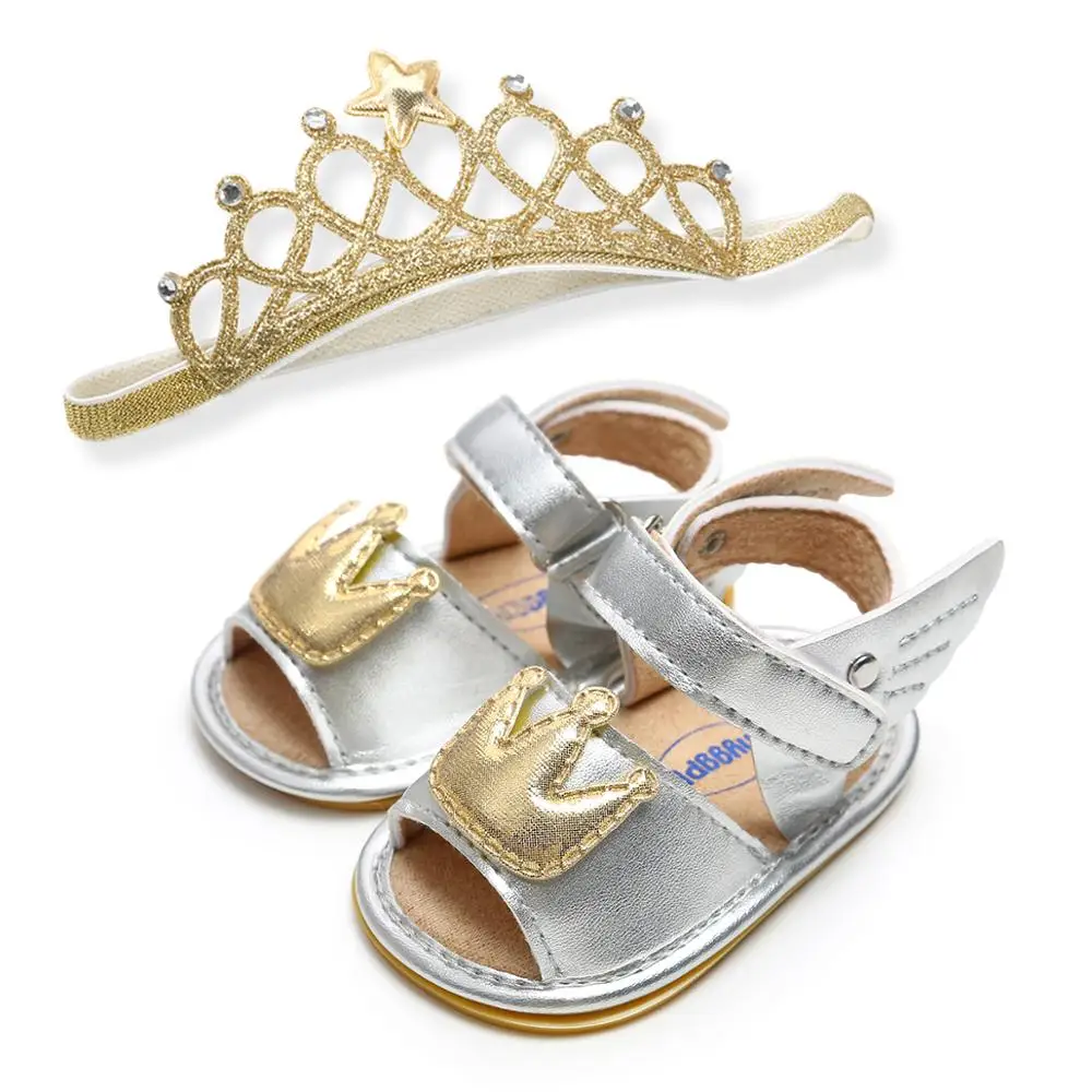 

"Crown" Style Pu Baby Sandals New Design Shoes And Headband Sets