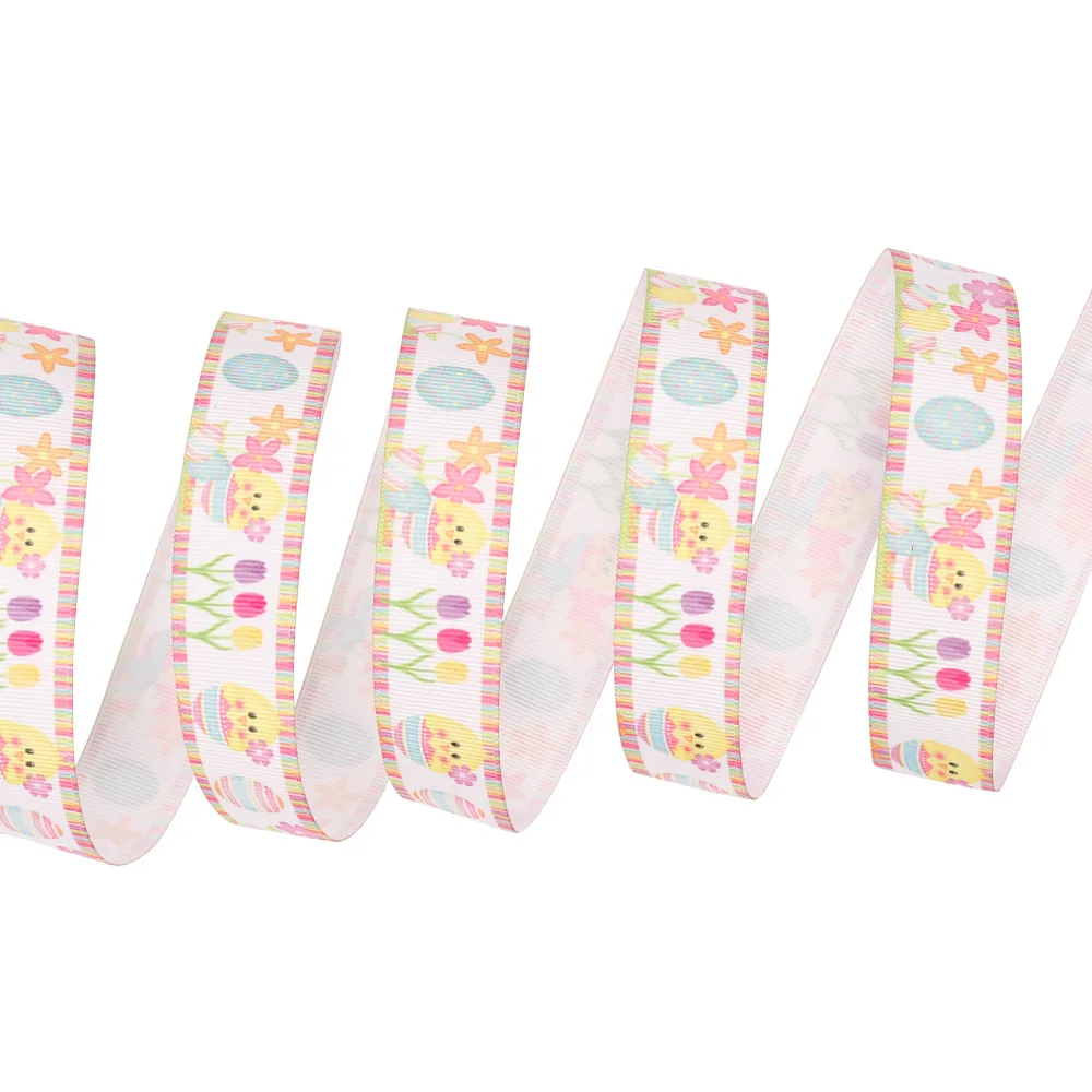 6 5Y/lot 25mm Cartoon Easter Ribbons Thermal Transfer Egg Rabbits Printed Grosgrain Ribbon DIY Handmade Material Tape Decoration - Цвет: 6