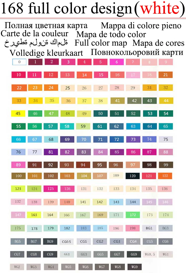168colors white TOUCHFIVE 30/40/60/80 Цвета маркер для рисования на спиртовой основе Маркеры Набор ручек для рисования манга двойной головой художественный эскиз маркер ручки для дизайна - Цвет: 168colors white