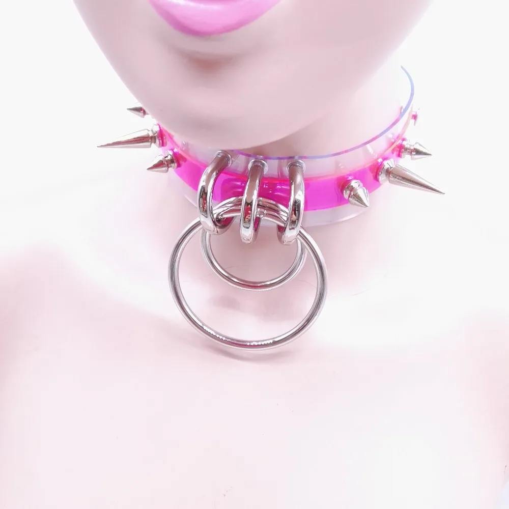 Женское панк ожерелье чокер ручной работы из ПВХ кожи torques серебряный