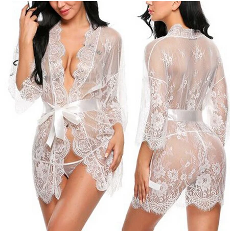 Горячее сексуальное женское белье Babydoll эротическая Пижама женская кружевная прозрачная v-образная пижама халаты с стрингами Babydoll женская одежда для сна