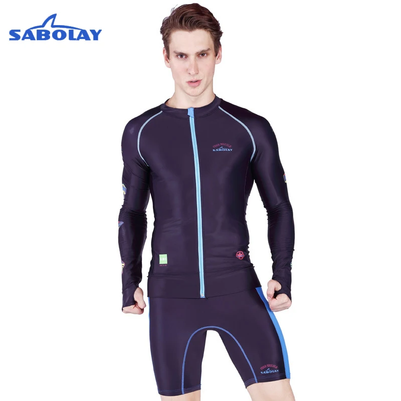 SABOLAY гидрокостюм Мужская Солнцезащитная куртка для серфинга на молнии купальный