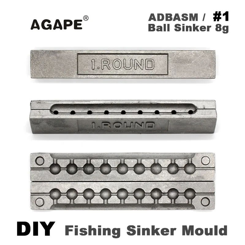 Агапэ DIY рыболовный шар грузило плесень ADBASM/#1 шариковый грузило 8 г 9 полостей