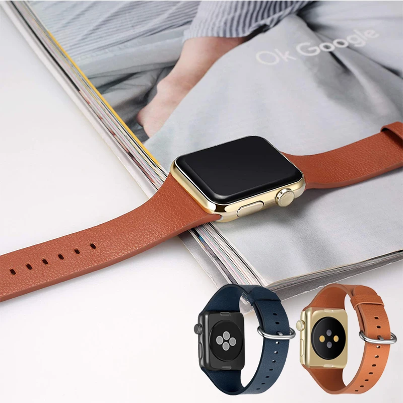 Ремешок из натуральной кожи для Apple Watch Band 4 5 44 мм 40 мм 42 мм 38 мм браслет для iwatch series 3 2 1 Аксессуары для часов