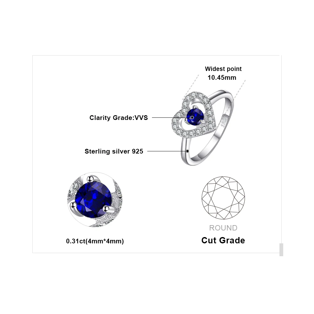 JewelryPalace сердце любовь 0.6ct стимулировали синий шпинелей кольцо стерлингового