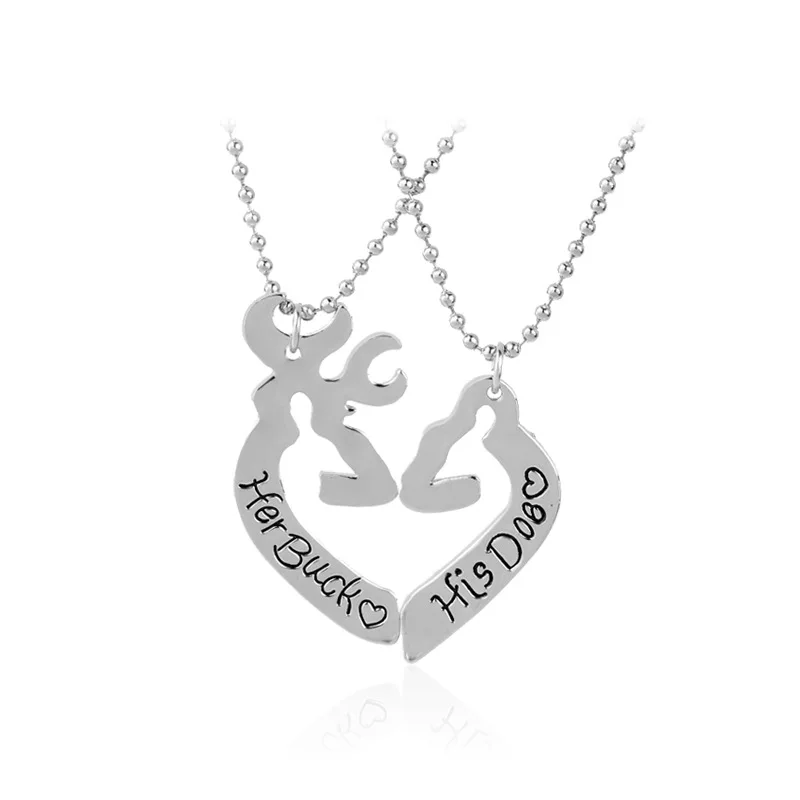 

10SETS/Lot jewelry her buck&his doe love elk lap lovers necklace For Lovers' Pendants necklace High Quality