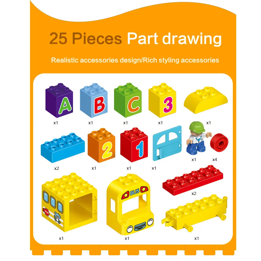 GOROCK 1023 Big Building Block Set children Educational Bricks Toys 21Pcs For Birthday Gifts Toy Baby Compatible With Duploe | Игрушки и