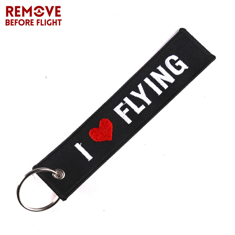 

Remove Before Flight Key Chain Holder OEM Keychain Jewelry Embroidery I LOVE FLYING Key Ring for Aviation Gifts Luggage Tags