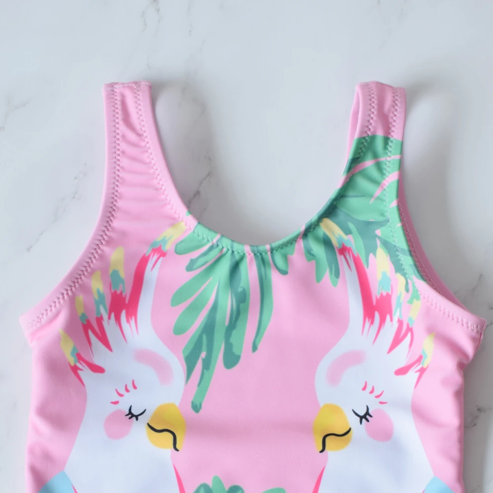 Summer Boys Girls Cartoon Parrot Printed One Piece Suits Bikini Swimwear Backless Lace Beachwear | Спорт и развлечения