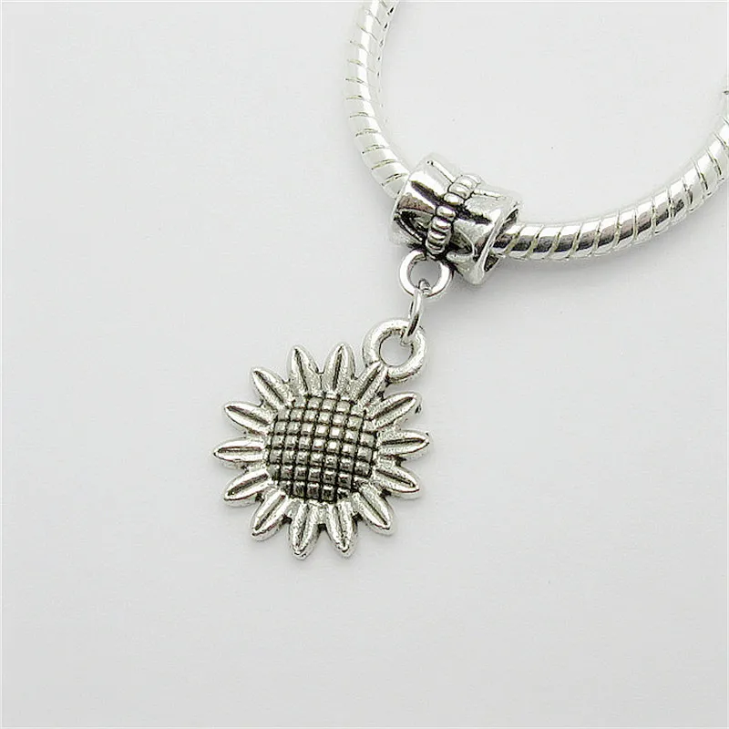 Новый 25 шт. подсолнечника Шарм бусинки с большими отверстиями европейский кулон