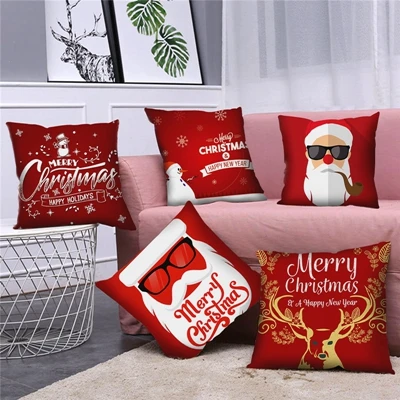 HUIRAN Merry Christmas красные декоративные наволочки Рождественский Чехол на подушку украшения для дома Noel Navidad новогодний декор