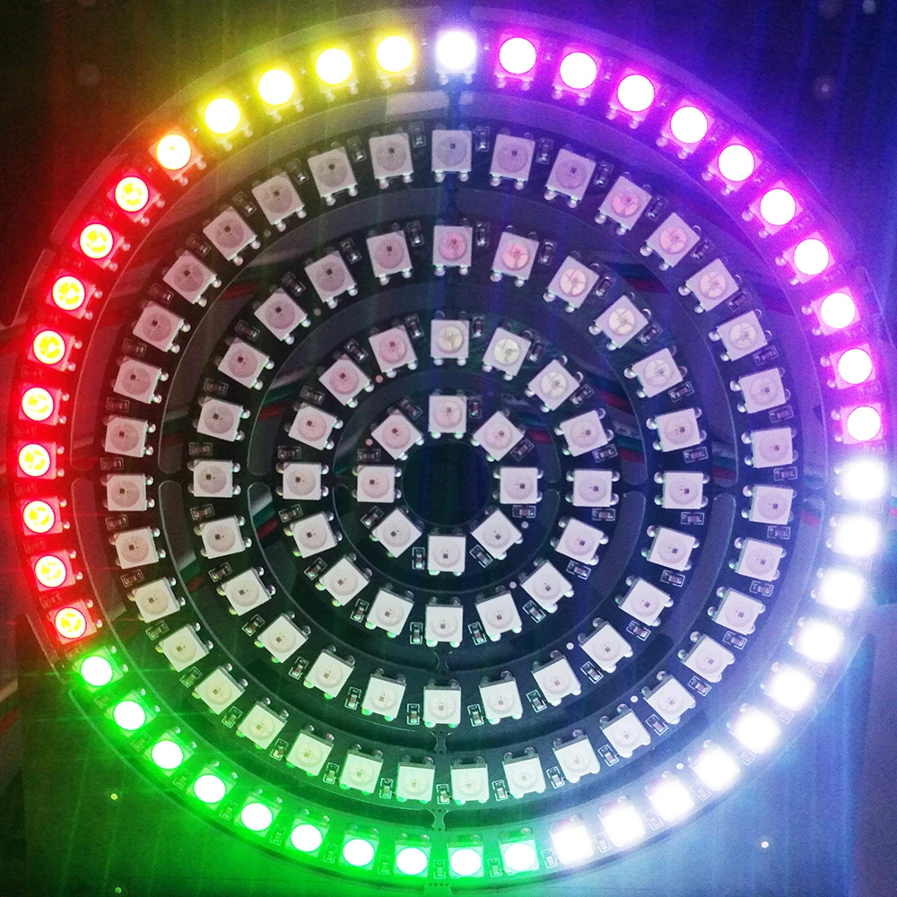 Светодиодный DIY Ring 8 12 24 35 45 бит светодиодный s WS2812B SK6812 5050 встроенный RGB адресуемый