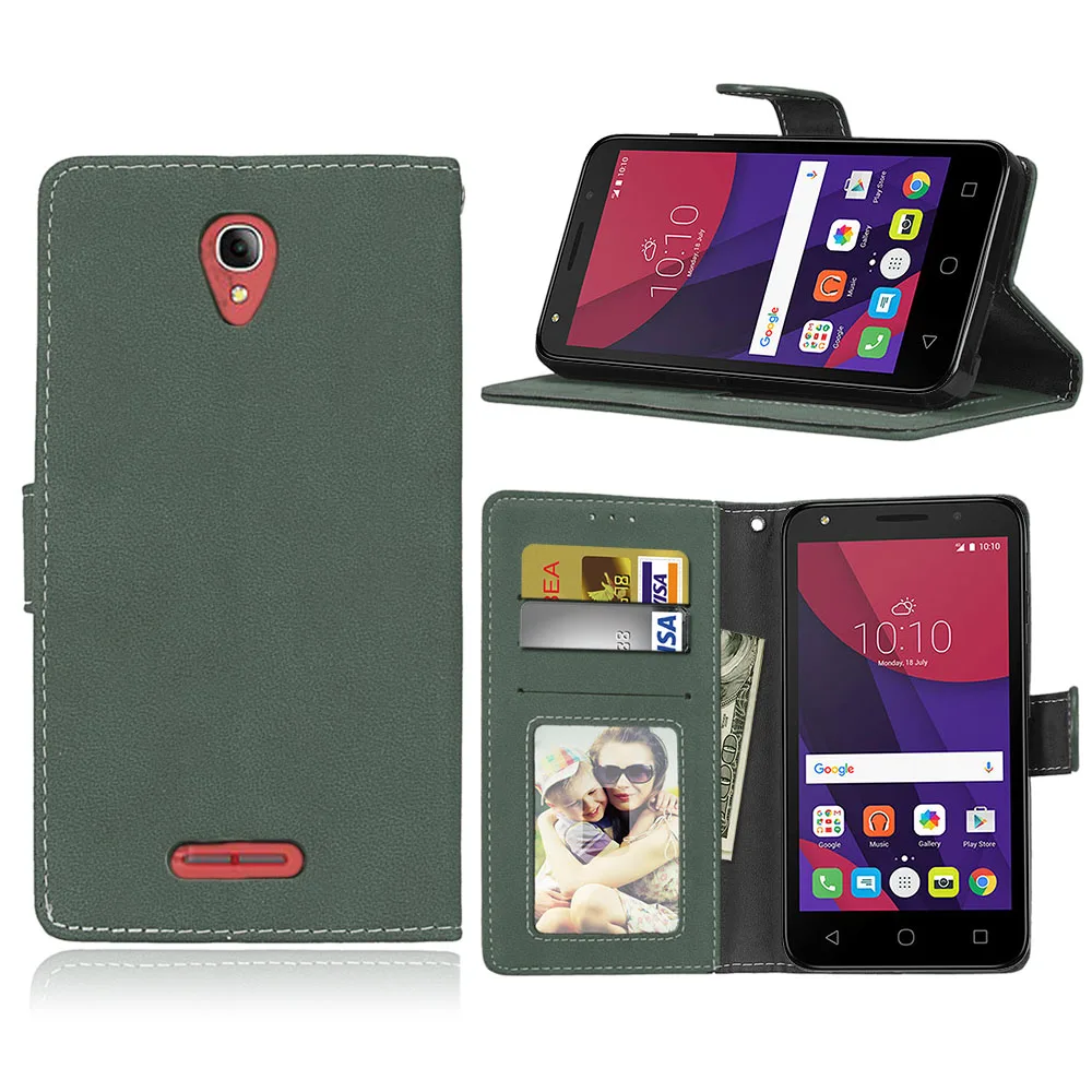Матовый кожаный чехол в стиле ретро для Alcatel OneTouch Pop 4 Plus 5056D книжка с подставкой