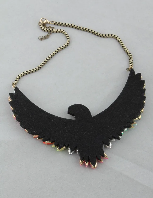 N00192 European and American big sho * rouk super beautiful gamstone mosaic crystal necklace clavicle short paragraph retro Eagl | Украшения