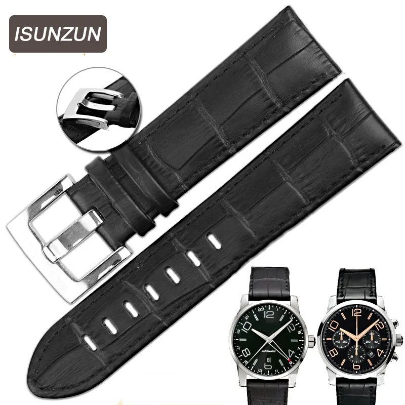 ISUZUN изготовленный из натурального сырья ремешок часов 20/22 мм Time Walker 9670 для