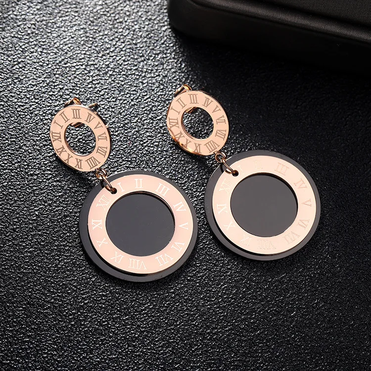 Геометрические полые римские круглые серьги для торта титановая сталь женские